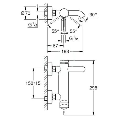 Grohe Essence bateria wannowo-prysznicowa ścienna złota 33624GN1