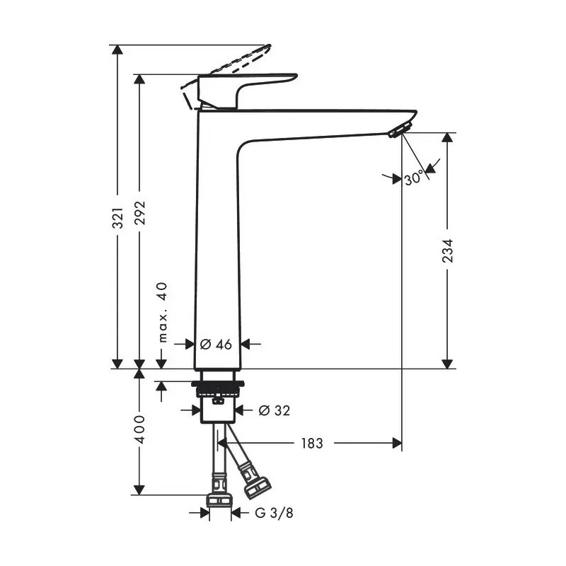 Hansgrohe Talis E Bateria umywalkowa stojąca EcoSmart czarny 71717670
