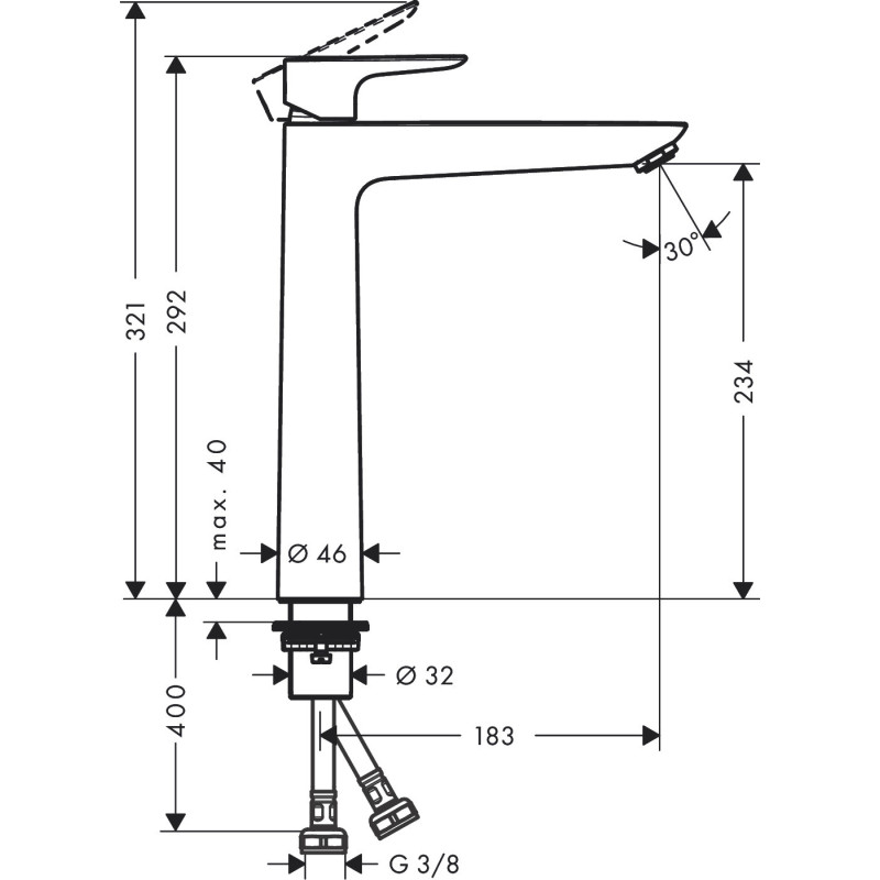 Hansgrohe Talis E Bateria umywalkowa stojąca EcoSmart chrom 71717000