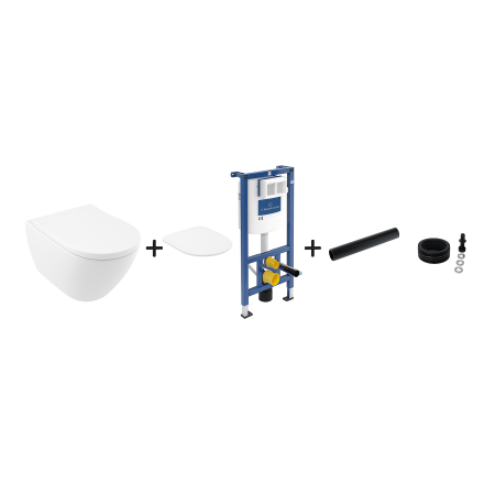 Villeroy&Boch ZESTAW 4 w 1 Stelaż + miska + deska 5614R0R1 / 92242700