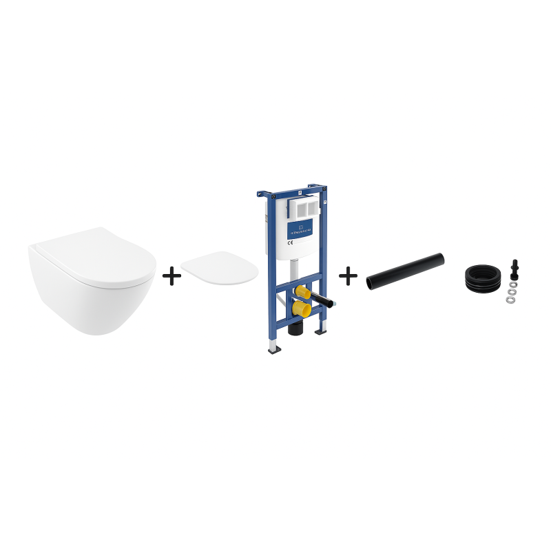 Villeroy&Boch ZESTAW 4 w 1 Stelaż + miska + deska 5614R0R1 / 92242700