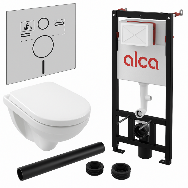 ZESTAW 3 w 1 Villeroy&Boch O.novo Miska WC + deska + stelaż + rura