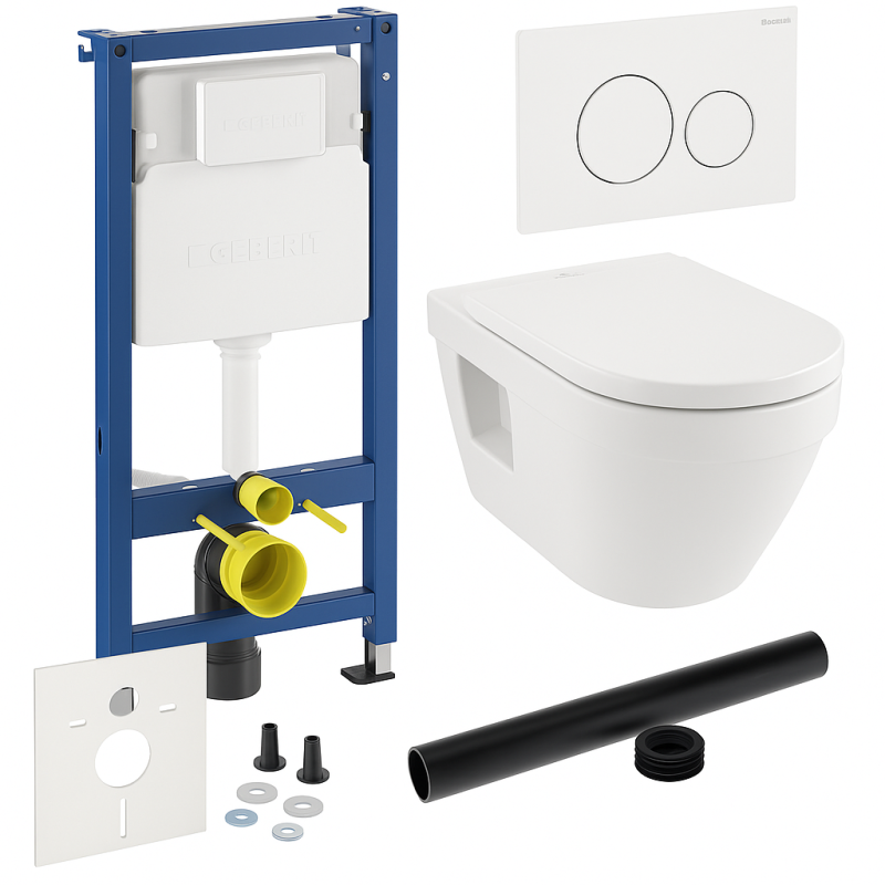Kompletny zestaw 6 w 1 Villeroy&Boch Miska WC + Stelaż Geberit