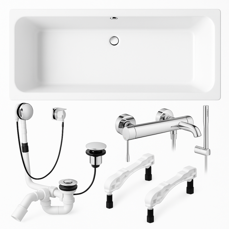 Villeroy&Boch ZESTAW 4 w 1 Wanna Architectura + nogi + syfon + bateria
