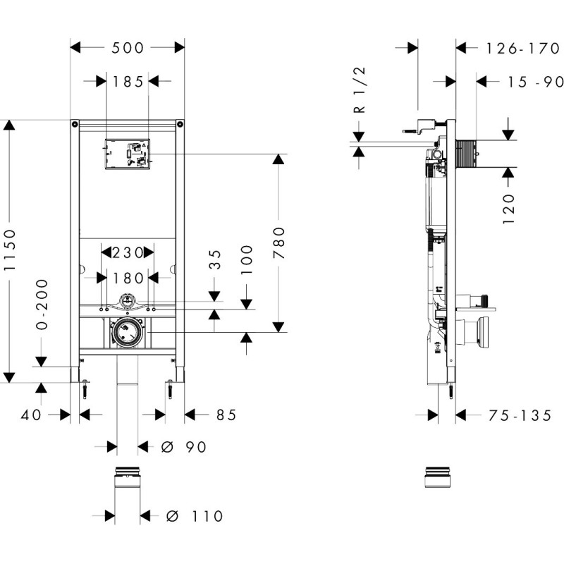 Hansgrohe iFrame Universal Stelaż podtynkowy do miski WC 01022180