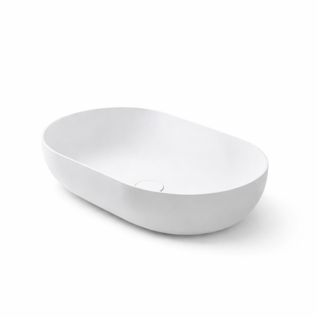 Bernstein O-541 umywalka nablatowa Solid Stone biały połysk 53,5x34,5
