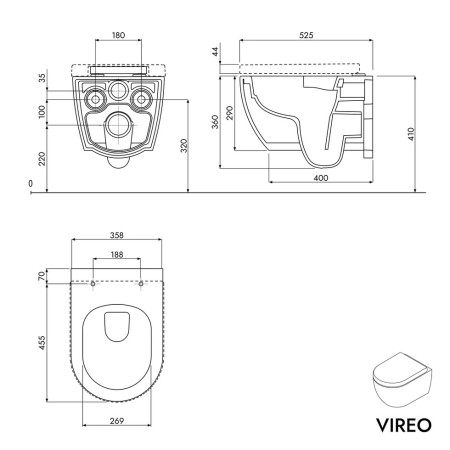 Bernstein Vireo 171037 podwieszana miska WC Rimless z deską Soft-Close