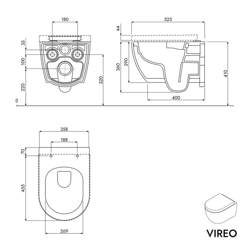 Bernstein Vireo 171037 podwieszana miska WC Rimless z deską Soft-Close