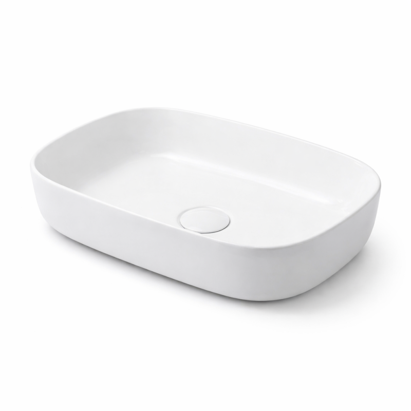 Bernstein KW8083 umywalka nablatowa ceramiczna 50x38 cm biały połysk z