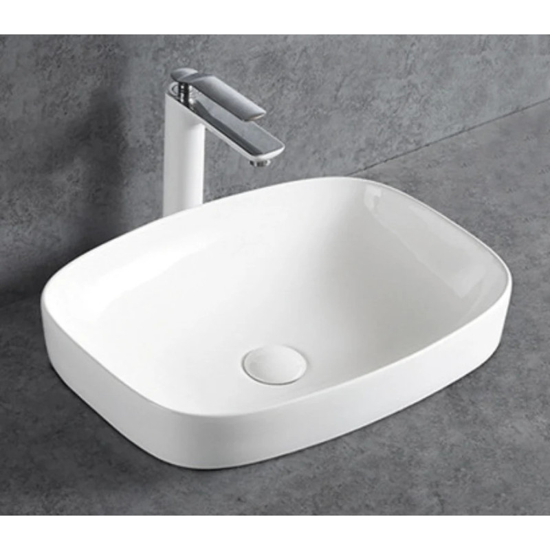Bernstein KW8083 umywalka nablatowa ceramiczna 50x38 cm biały połysk z