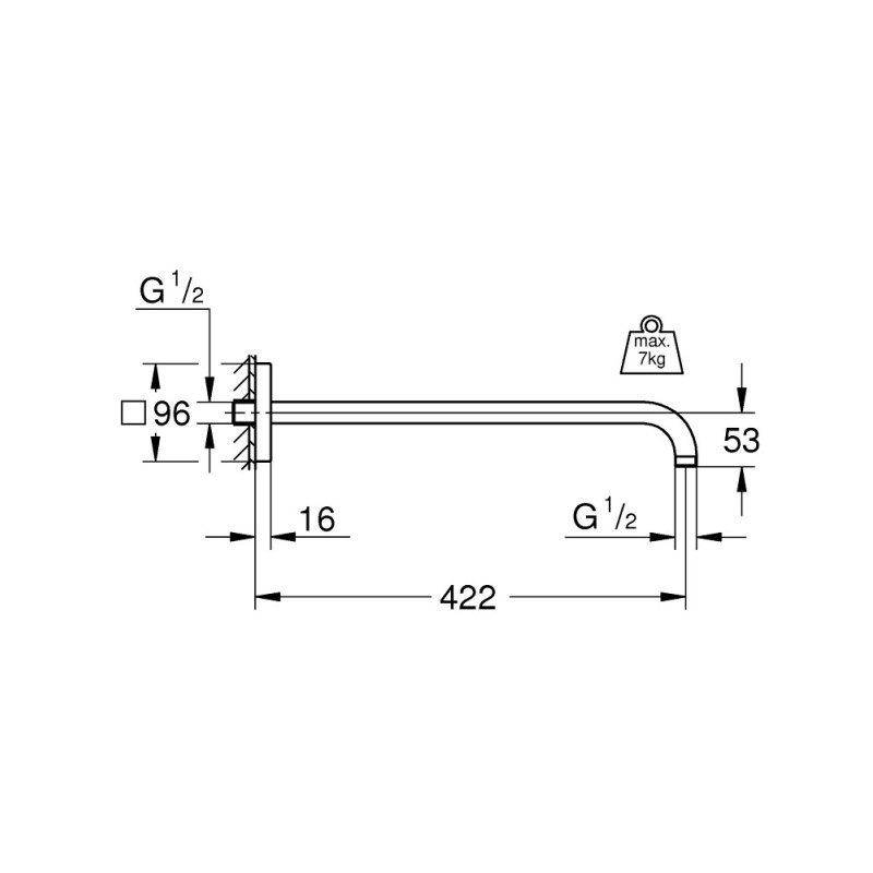 Grohe Rainshower 26145000 — ramię prysznicowe 422 mm chrom