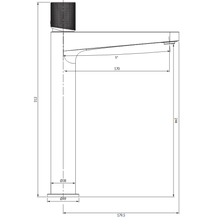 Omnires Contour CT8012CR — bateria umywalkowa stojąca chrom
