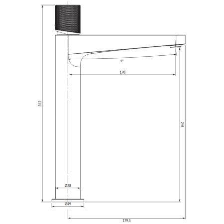 Omnires Contour CT8012CPB — bateria umywalkowa stojąca miedź szczotkow