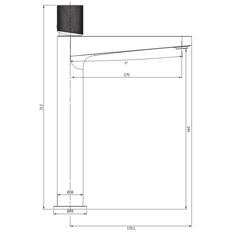 Omnires Contour CT8012CPB — bateria umywalkowa stojąca miedź szczotkow