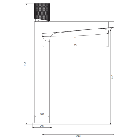 Omnires Contour CT8012GLB — bateria umywalkowa stojąca złoto szczotkow