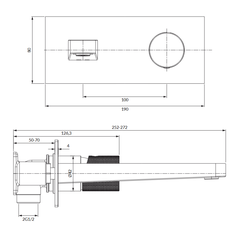 Omnires Contour CT8015CPB — bateria umywalkowa podtynkowa miedź szczot