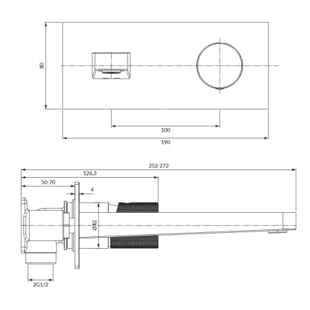 Omnires Contour CT8015AT — bateria umywalkowa podtynkowa antracyt