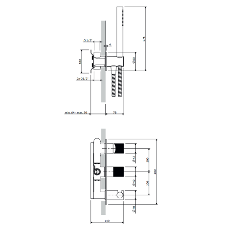 Omnires Contour CT8035-1CR — bateria prysznicowo-wannowa podtynkowa ch