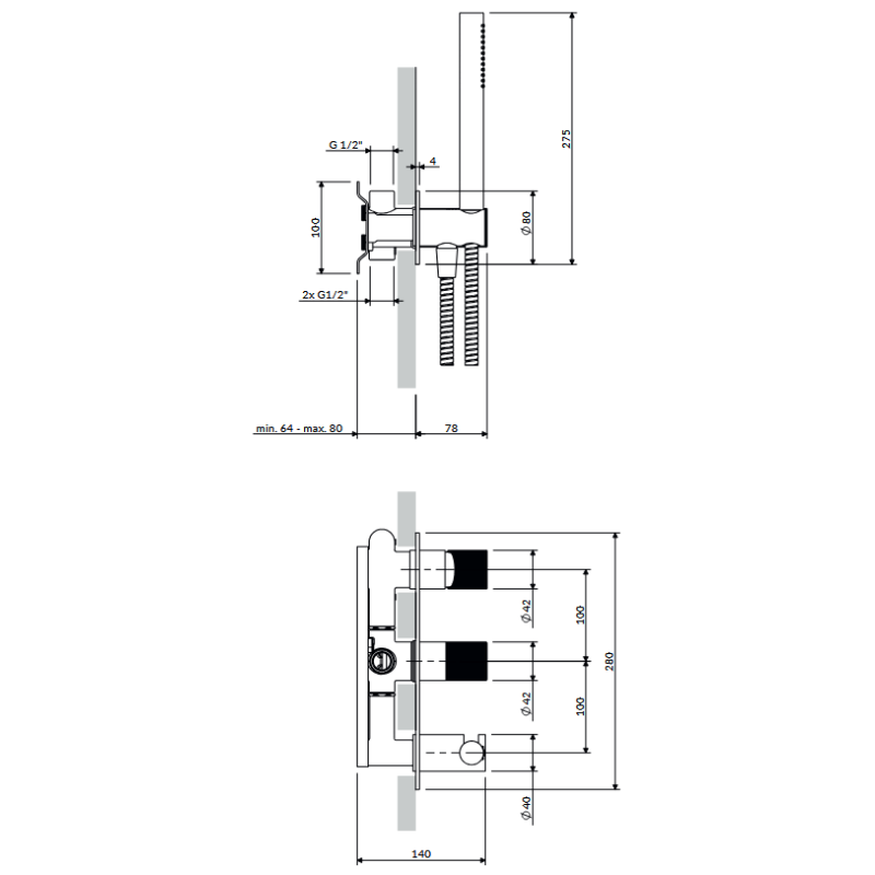 Omnires Contour CT8035-1AT — bateria prysznicowo-wannowa podtynkowa an