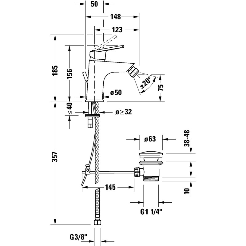 Duravit No.1 N12400001010 — bateria bidetowa chrom