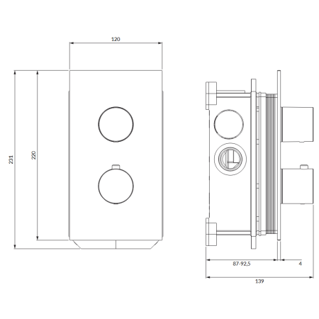 Omnires Contour CT8036AT – bateria prysznicowa podtynkowa antracyt