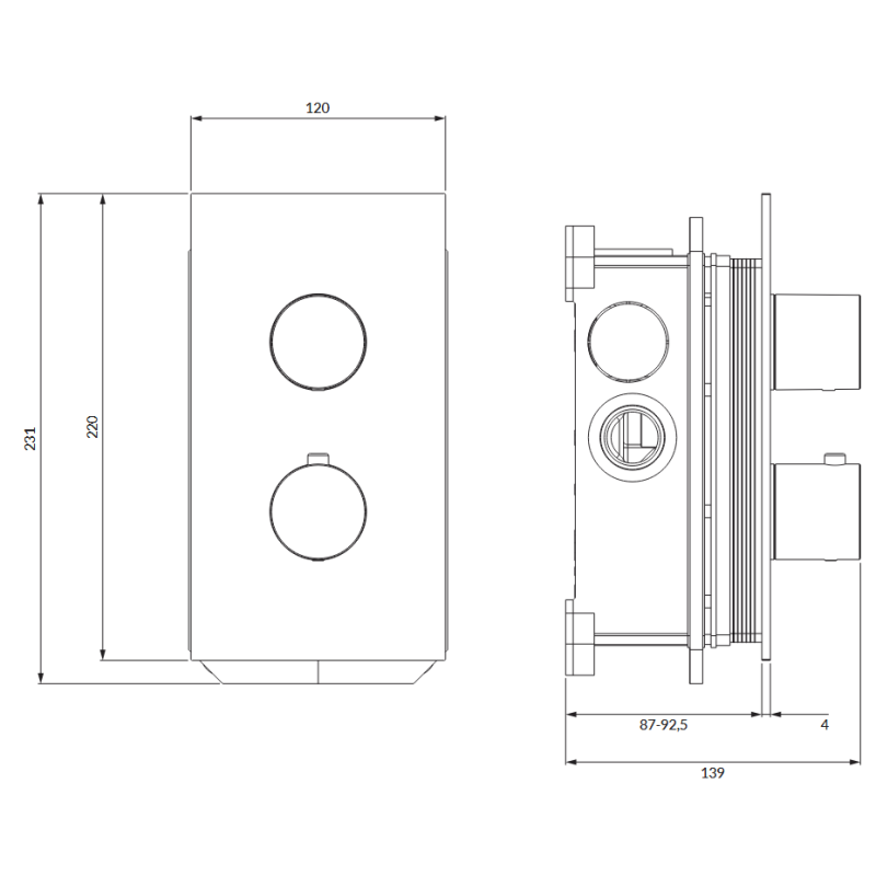 Omnires Contour CT8036AT – bateria prysznicowa podtynkowa antracyt