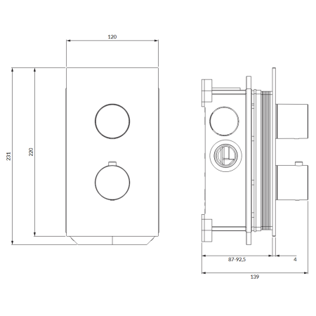 Omnires Contour CT8036CPB – bateria prysznicowo-wannowa podtynkowa mie