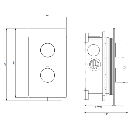 Omnires Contour CT8036GLB — bateria termostatyczna złoty szczotkowany