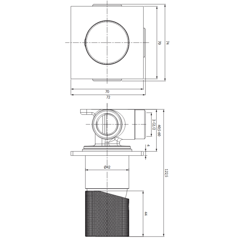 Omnires Contour CT8045GLB — bateria prysznicowa podtynkowa złoty szczo
