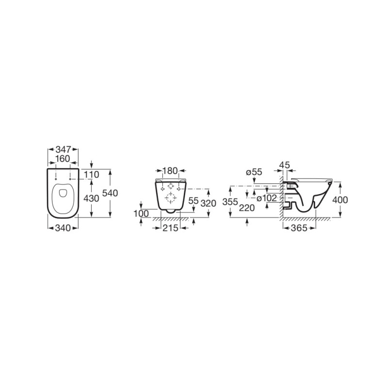 Roca Gap Square A34H472000 — podwieszana miska WC Rimless z deską
