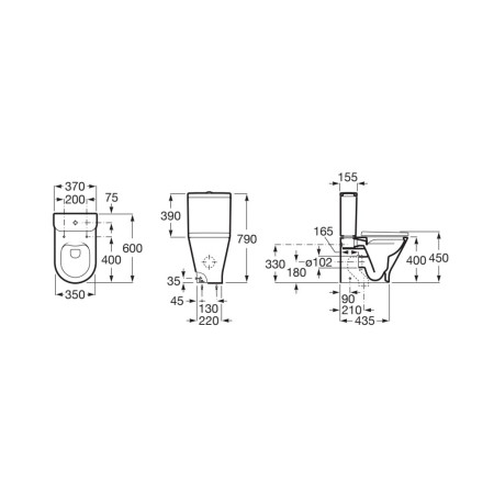 Roca Gap Round A3420N7000 — miska WC kompakt Rimless