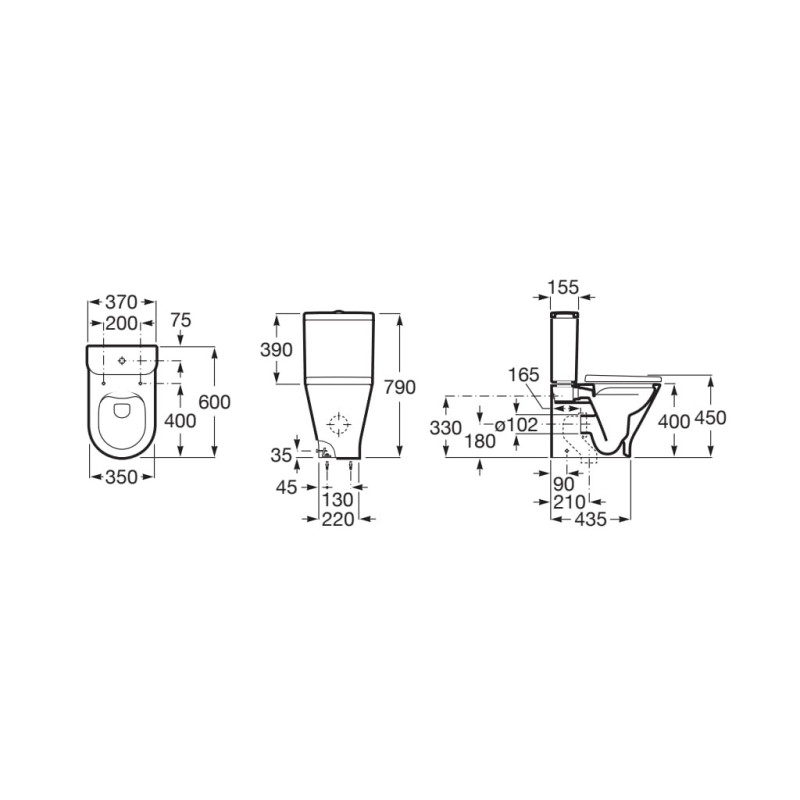Roca Gap Round A3420N7000 — miska WC kompakt Rimless