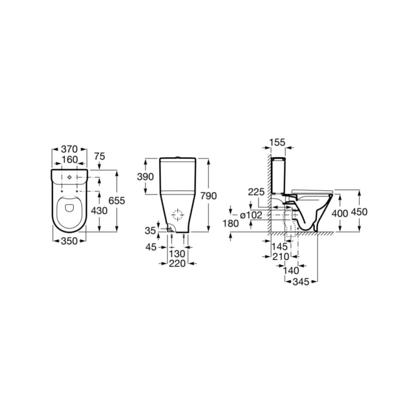 Roca Gap Round A3410N0000 — zbiornik WC do kompaktu 4,5/3 l