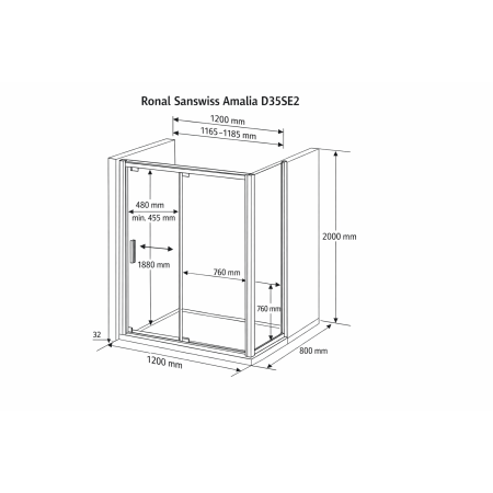 Ronal Sanswiss Amalia D35SE2 120×80 — kabina prysznicowa