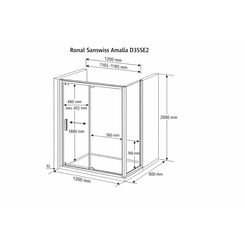 Ronal Sanswiss Amalia D35SE2 120×80 — kabina prysznicowa