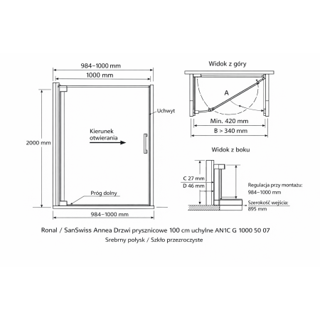 Ronal Sanswiss Annea AN1C 100 cm — drzwi prysznicowe