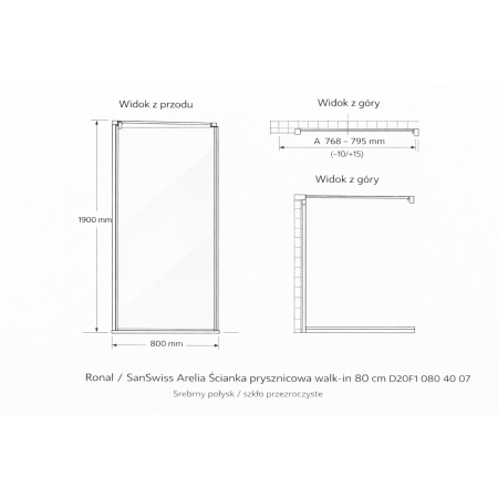 Ronal Sanswiss Arelia 80 cm — ścianka prysznicowa walk-in