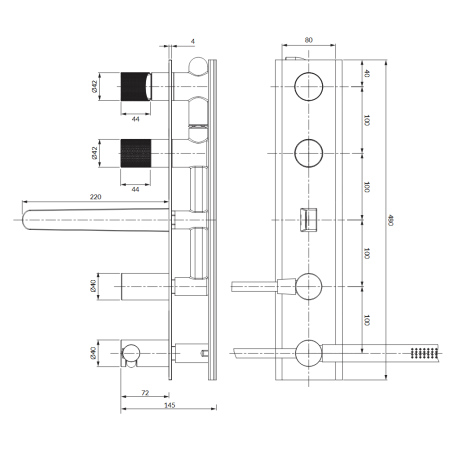Omnires Contour CT8037-1AT — bateria wannowa 5-otworowa antracyt