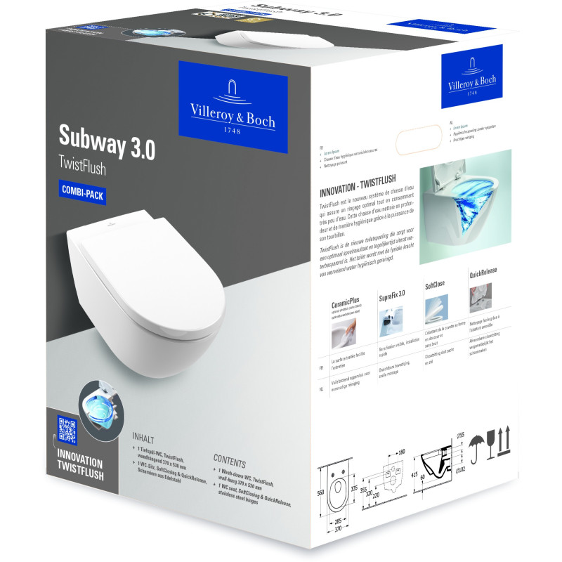 Subway 3.0 Villeroy&Boch Miska WC TwistFlush CombiPack 4670TS01