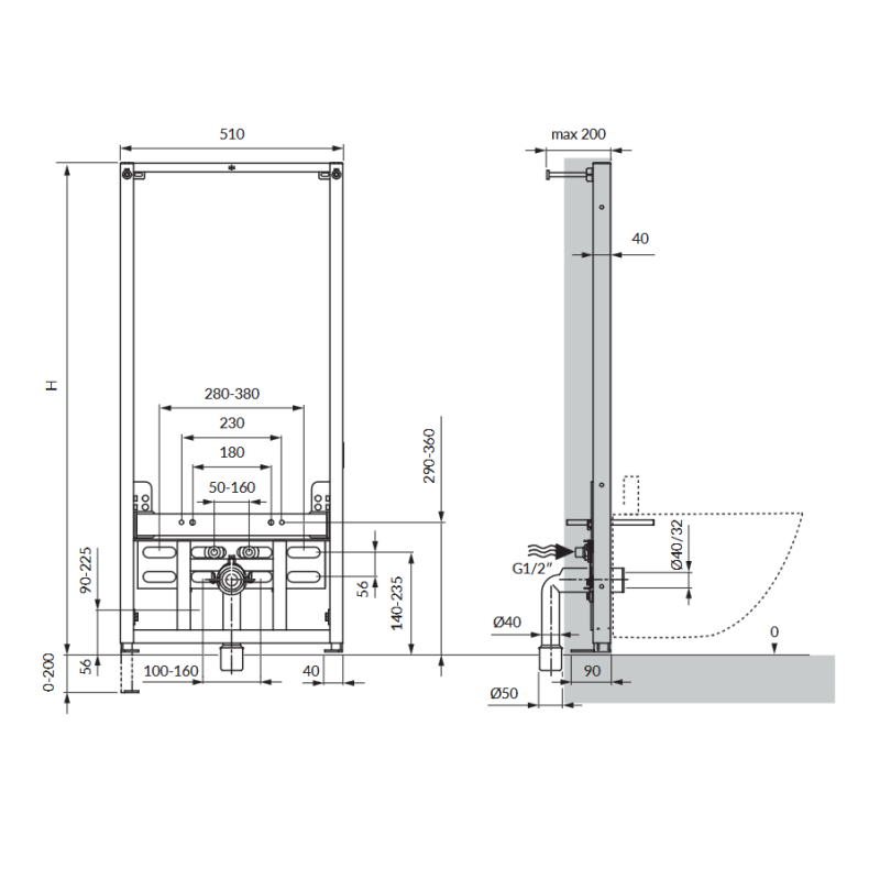 Omnires Strongframe SFBI1 — stelaż podtynkowy do bidetu