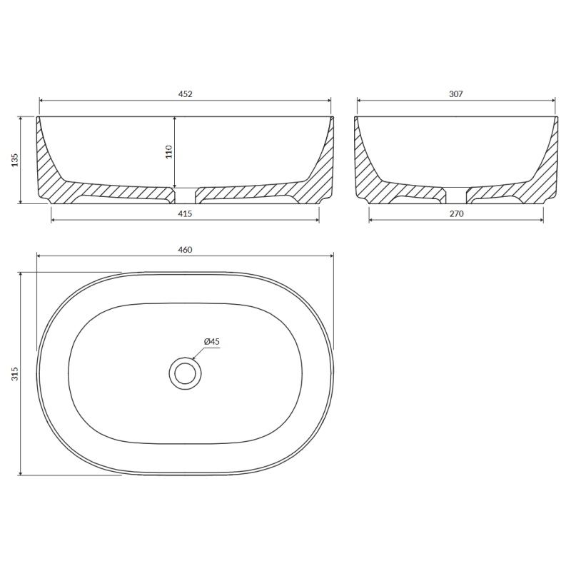Omnires Mesa MESA460BM — umywalka nablatowa 46 cm biały mat