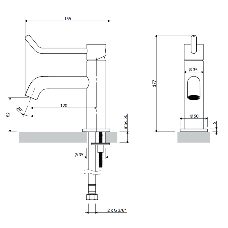 Omnires Y Inclusive Design bateria umywalkowa chrom Y1210NID-CR