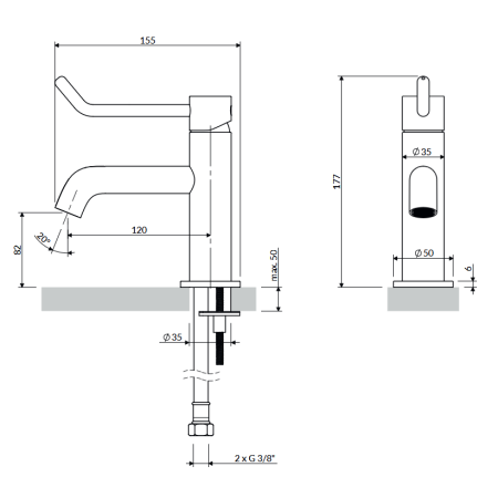 Omnires Y Inclusive Design bateria umywalkowa nikiel szczotkowany Y121