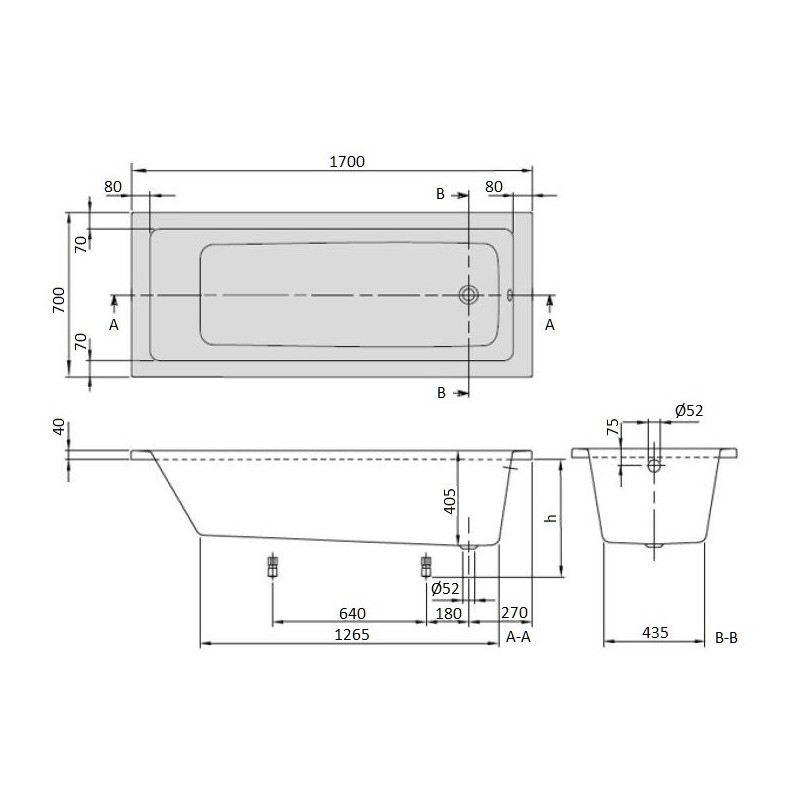 Villeroy&Boch Targa Plus Wanna prostokątna akrylowa UBA177NES2V01-01