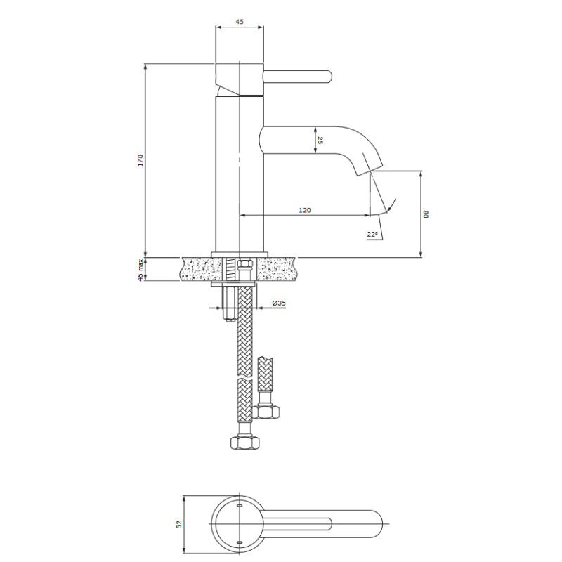 Omnires Y bateria umywalkowa medium chrom Y1210STCR