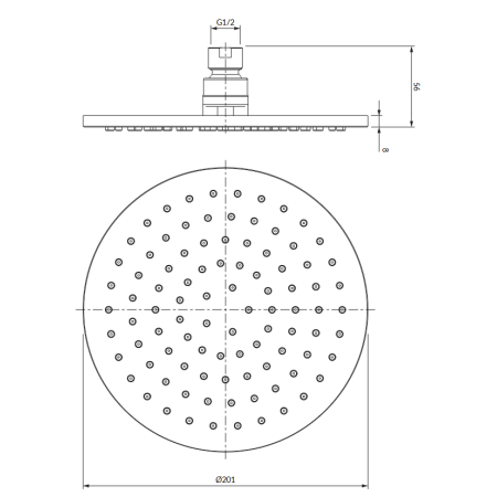 Omnires WG120CR deszczownica 20 cm chrom