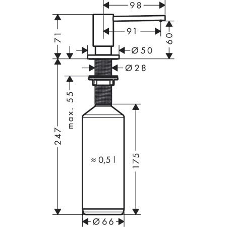 Hansgrohe A41 40438000 dozownik płynu do naczyń 500 ml chrom