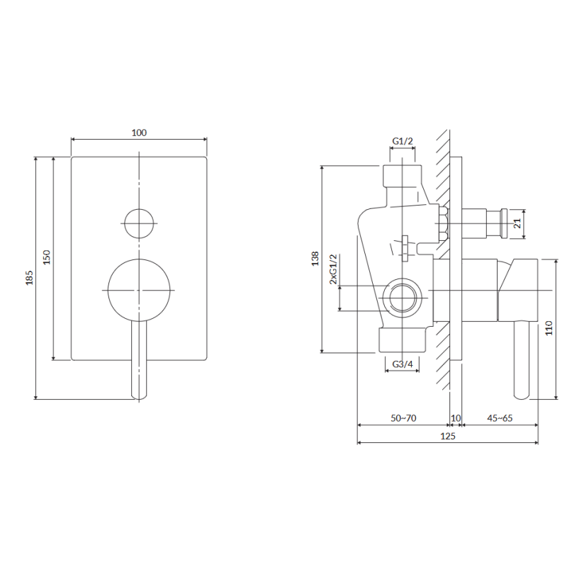 Omnires Y1235-KCR bateria prysznicowo-wannowa podtynkowa chrom