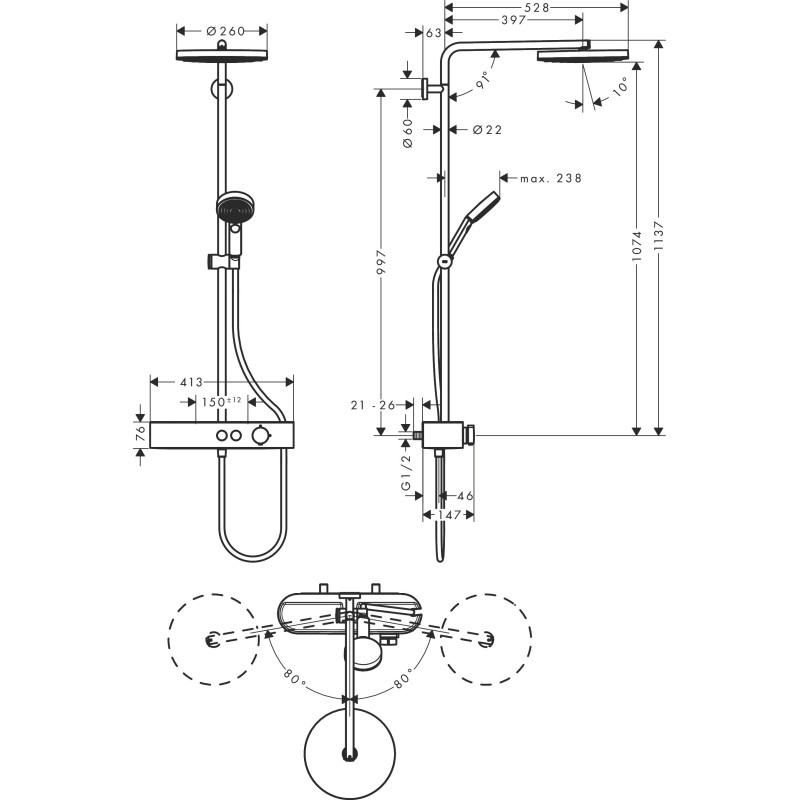 Hansgrohe Pulsify S 24220700 komplet prysznicowy ShowerTablet Select 4