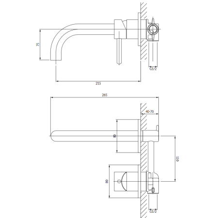Omnires Y bateria umywalkowa podtynkowa chrom Y1215CR